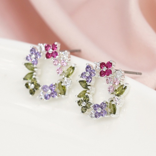 Silver Plated Floral Crystal Wreath Earrings by Peace of Mind